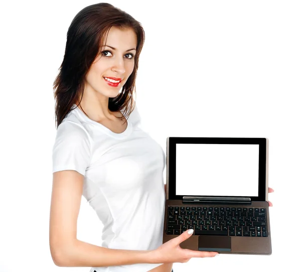 Girl with a laptop Stock Photo