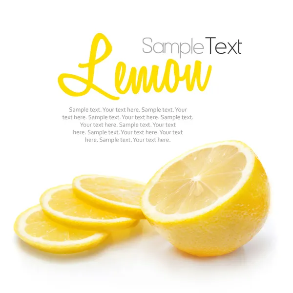 Lemon isolated on white with text — Stock Photo, Image