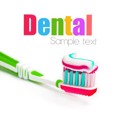 Toothbrush with tricolor toothpaste clipart