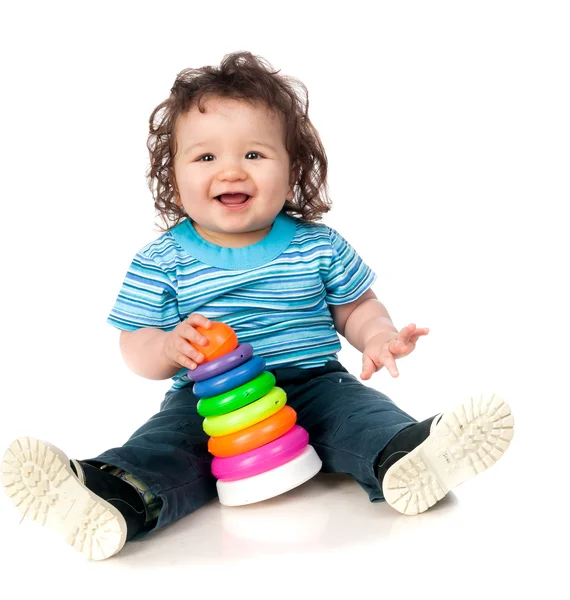 Little kid with toy — Stock Photo, Image
