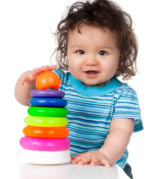 Little kid with toy — Stock Photo, Image