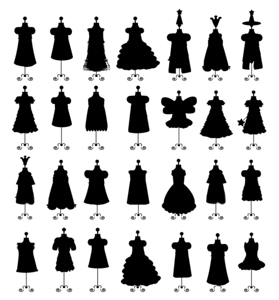 Set of dresses isolated on white background — Stock Vector