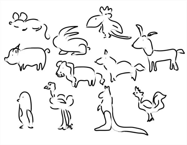 Bocetos de animales vector — Vector de stock