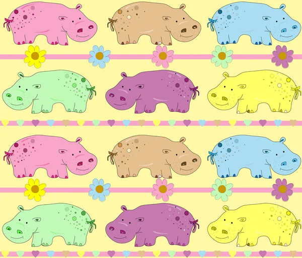 Vector illustration of hippos background — Stock Vector