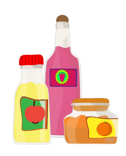 Conjunto de frascos com vetor de geléia de frutas e bagas — Vetor de Stock