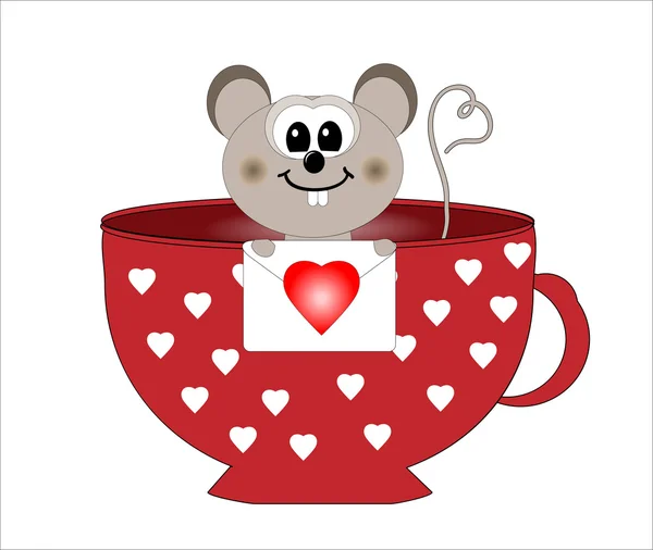 Mouse in love vector — Stock Vector