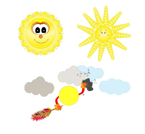Ευτυχής ήλιο γελοιογραφία απομονωμένη κατά τη διάρκεια διανυσματικά λευκό φόντο — Διανυσματικό Αρχείο