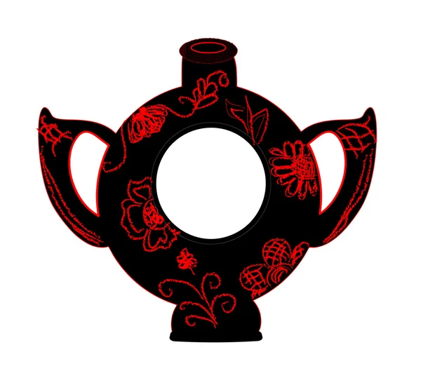 Vaso nero con vettore fiori rossi — Vettoriale Stock