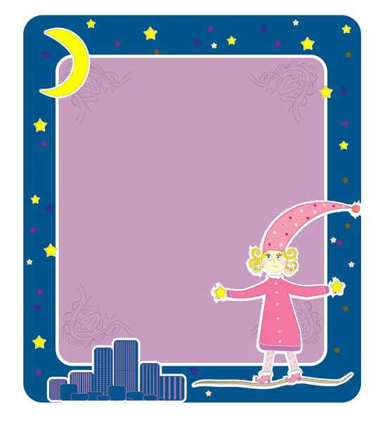Fille en pyjama vecteur de carte — Image vectorielle