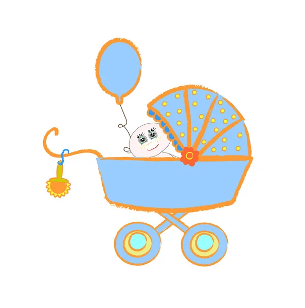 Baby buggy. Vector illustration on white background — Stock Vector