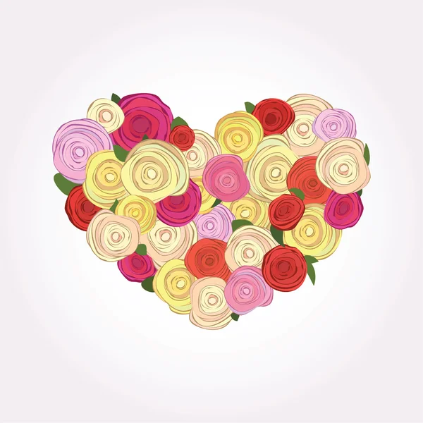 Coeur de roses — Image vectorielle