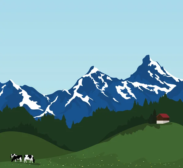 Kühe auf der Weide — Stockvektor