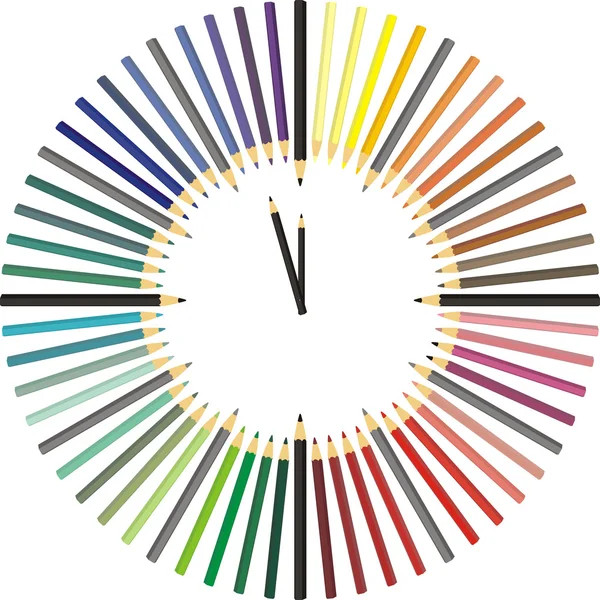 Renkli kurşun kalem saat — Stok Vektör