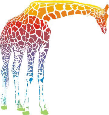 Rainbow giraffe vector clipart