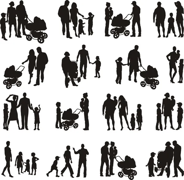 Set of family silhouetted (vectors) — Stock Vector