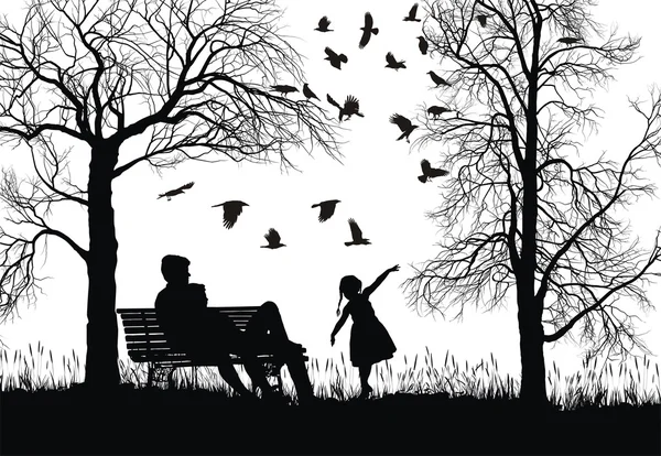 Jeune famille dans le parc d'automne — Image vectorielle