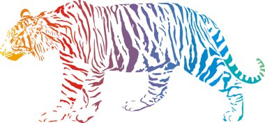 Tiger - vector abstract rainbow clipart