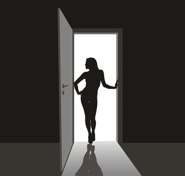 Mädchen in der Tür — Stockvektor