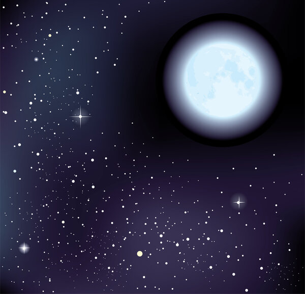 Vector starry sky and moon