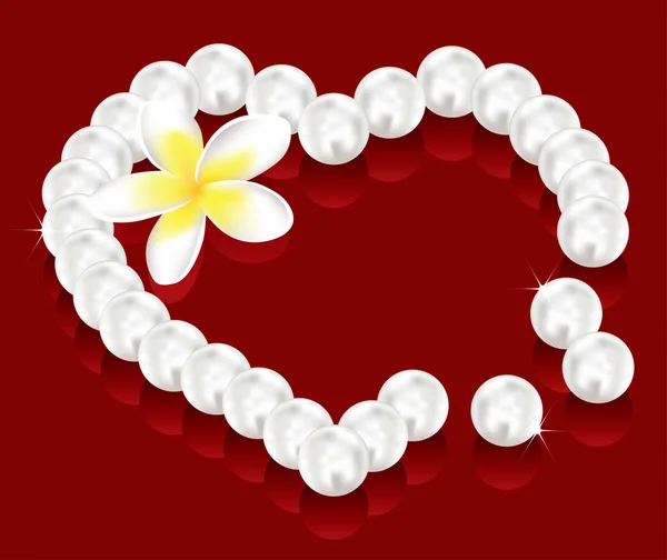 Векторные подарки ко Дню Святого Валентина - жемчужные бусины и цветок — стоковый вектор