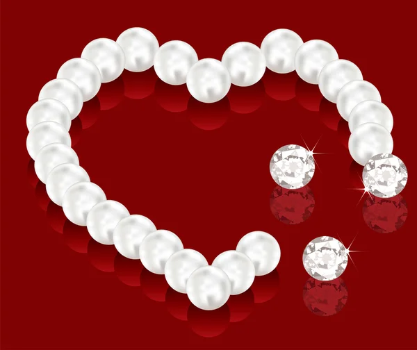 Vector pearl beads for valentine day — Stock Vector