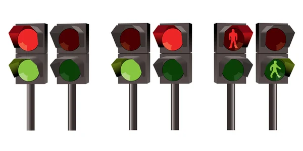 Conjunto vetorial de semáforos —  Vetores de Stock