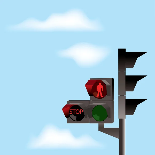 ベクトルの交通信号灯と青い空 — ストックベクタ