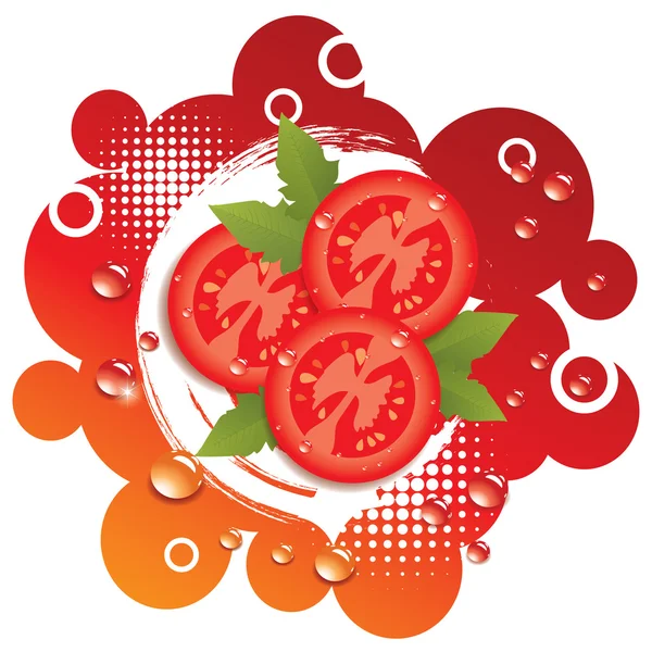 Fond abstrait vectoriel avec tomates fraîches — Image vectorielle