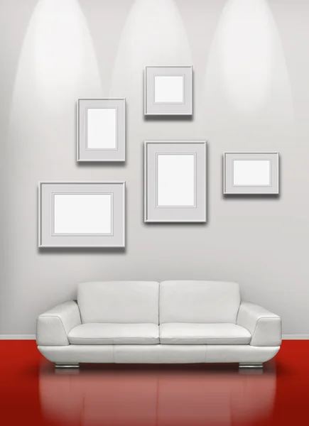Piso rojo galería blanca — Foto de Stock