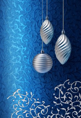 Mavi Noel saten gümüş dekorasyon