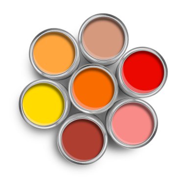 Warm color paint tin cans top clipart