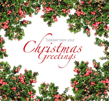 Red berries Christmas garland clipart