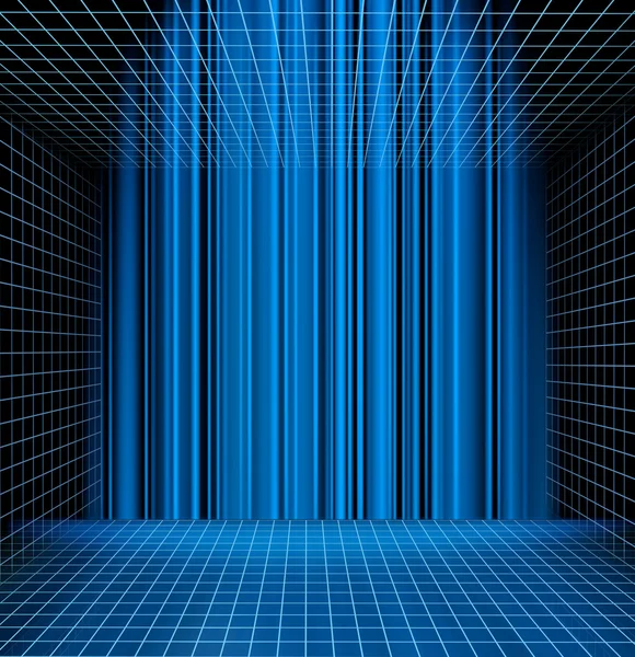Abstract blue grid space — Zdjęcie stockowe