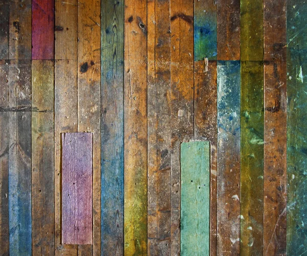 Bunter alter Holzboden oder Wand — Stockfoto