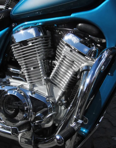 Chromed motorbike V2 engine — Stock Photo, Image