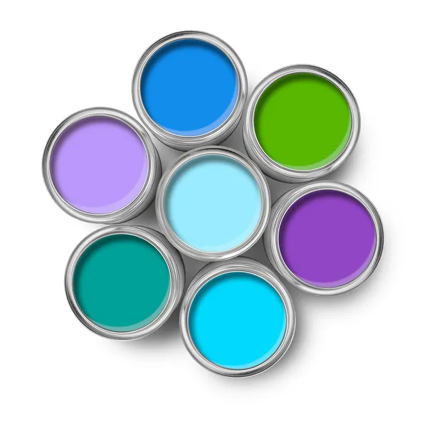 Farba puszki fajny paletą kolorów — Zdjęcie stockowe