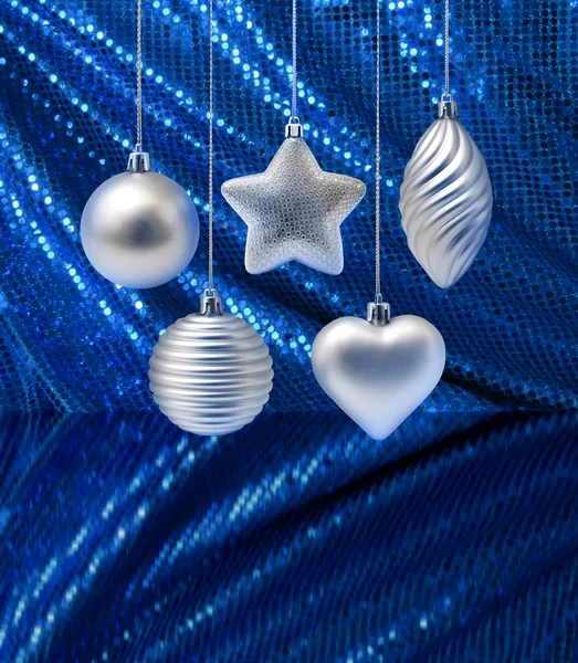银蓝色圣诞装饰 — 图库照片