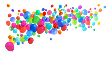 renkli balonlar uçuyor