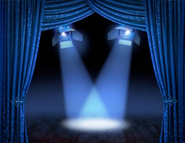 Blue spotlight beams premiere clipart