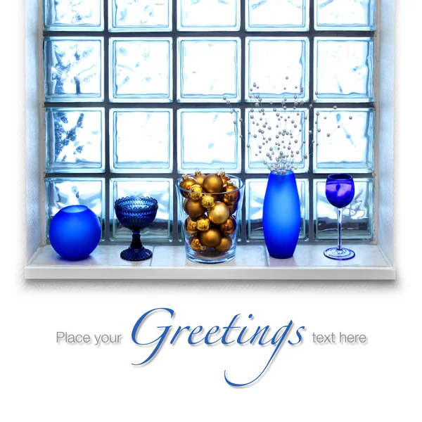 Blaues Weihnachtsgesteck — Stockfoto