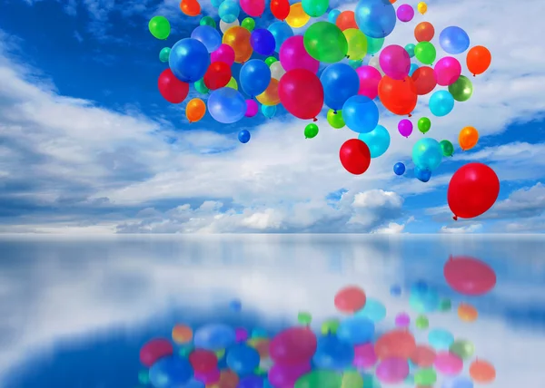 Colorful balloons cloudscape — Stock Photo, Image