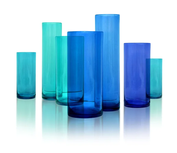Modern mavi cam vazolar — Stok fotoğraf