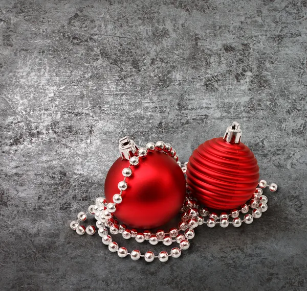 Red christmas decoration on silver — Stock Photo, Image