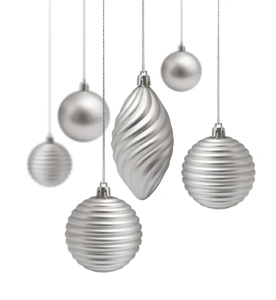 Sada stříbrná Vánoční dekorace — Stock fotografie