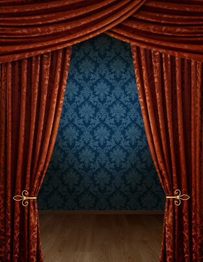 Grand opening curtains clipart