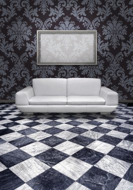 Modern sofa on marble floor clipart