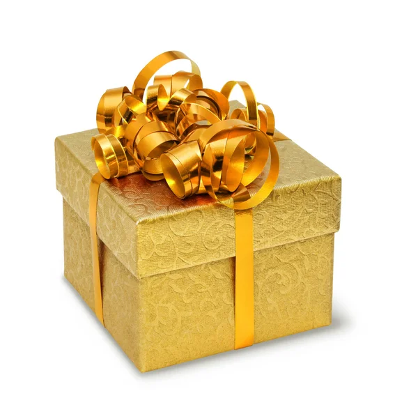 Caixa de presente dourado — Fotografia de Stock