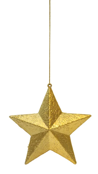 Estrela dourada pendurada — Fotografia de Stock