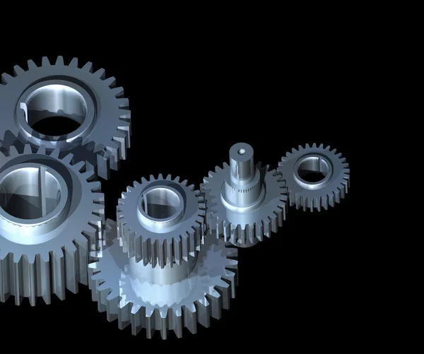 Gears on black background — Stock Photo, Image