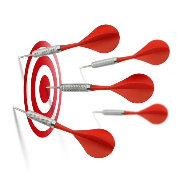 Only one dart hits the target — Stock Photo, Image